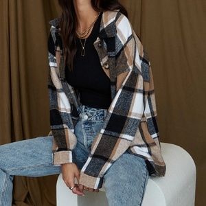 STONINGTON BROWN MULTI FLANNEL - NWOT